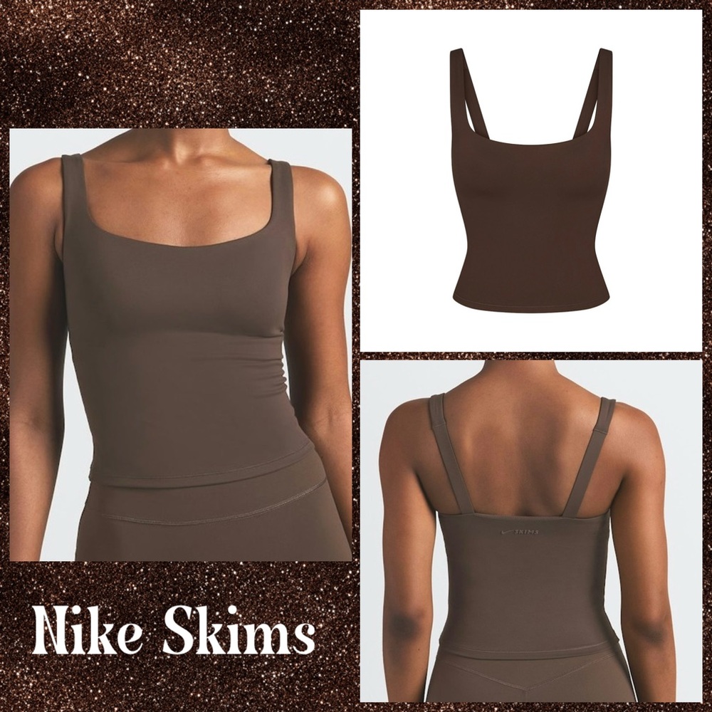 Nike Skims Matte Square Neck Tank Dark Sepia New